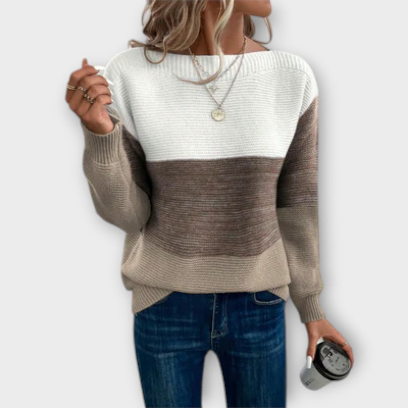 Isla™ - Elegant Three-Colour Patchwork Sweater