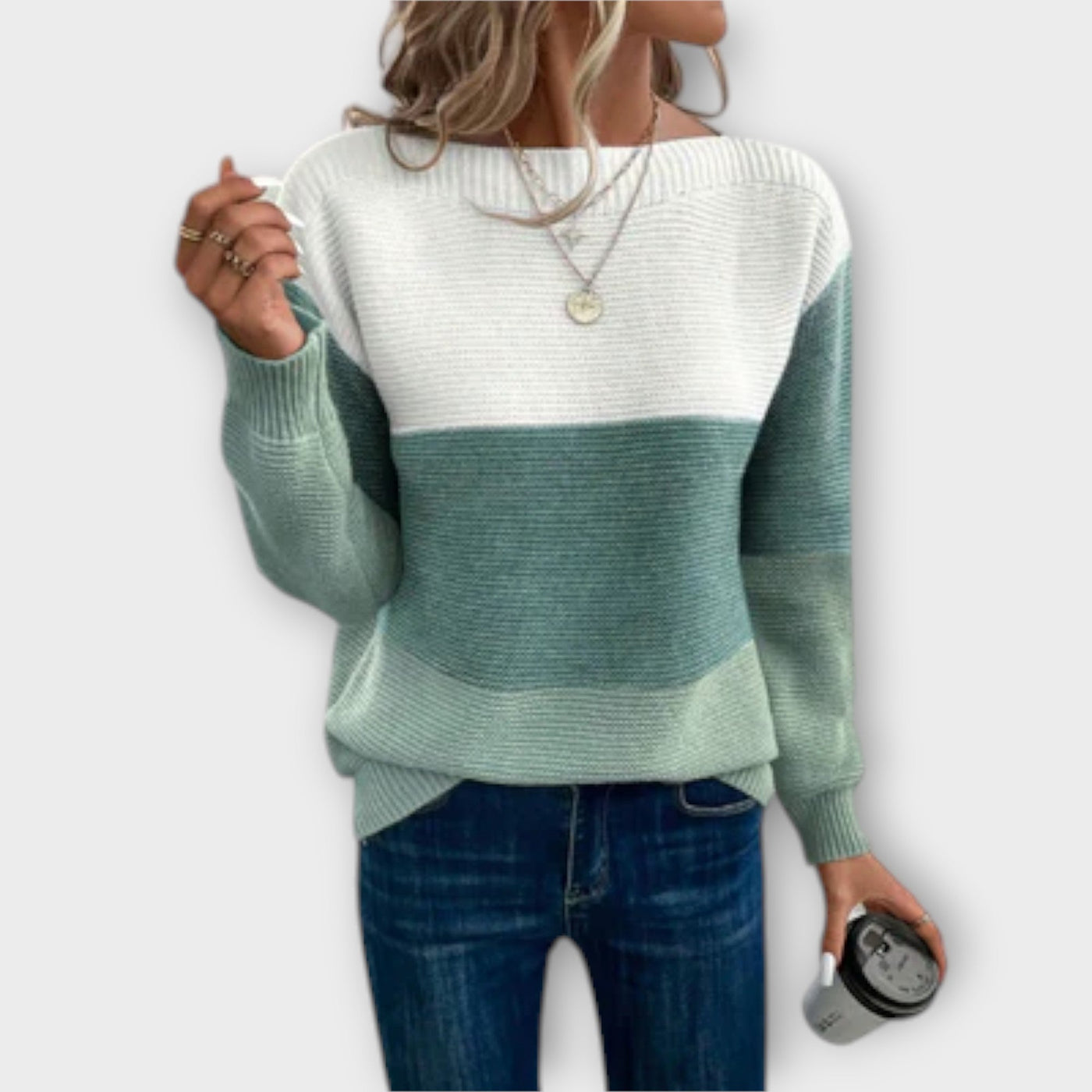 Isla™ - Elegant Three-Colour Patchwork Sweater