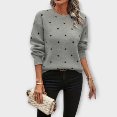 Ellin™ - Casual long-sleeve knitted jumper with polka dot pattern