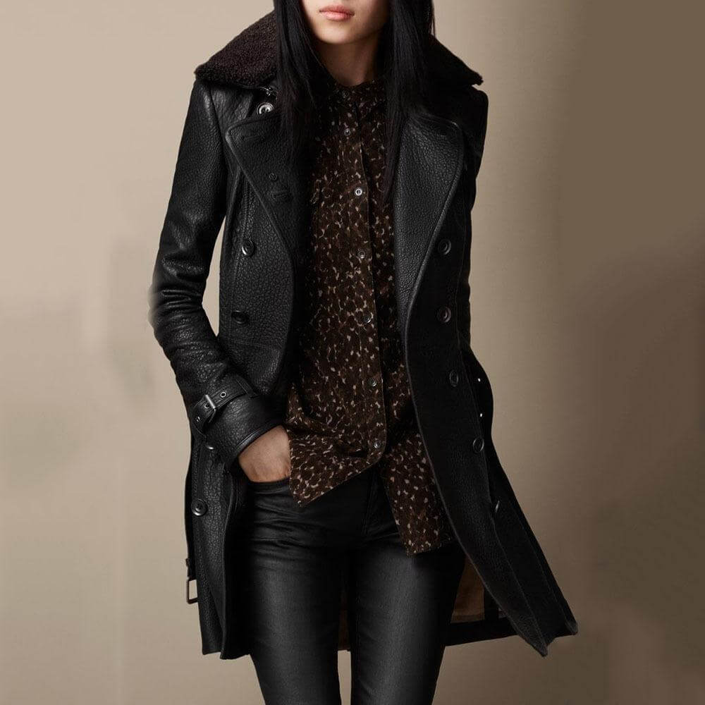 Marli™ Luxurious Leather Trench Coat